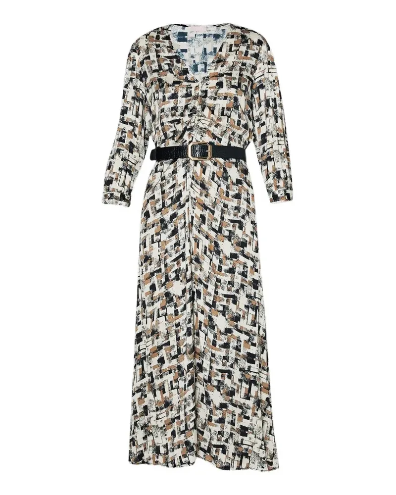 Liu Jo print belted midi dress - Nude Nude