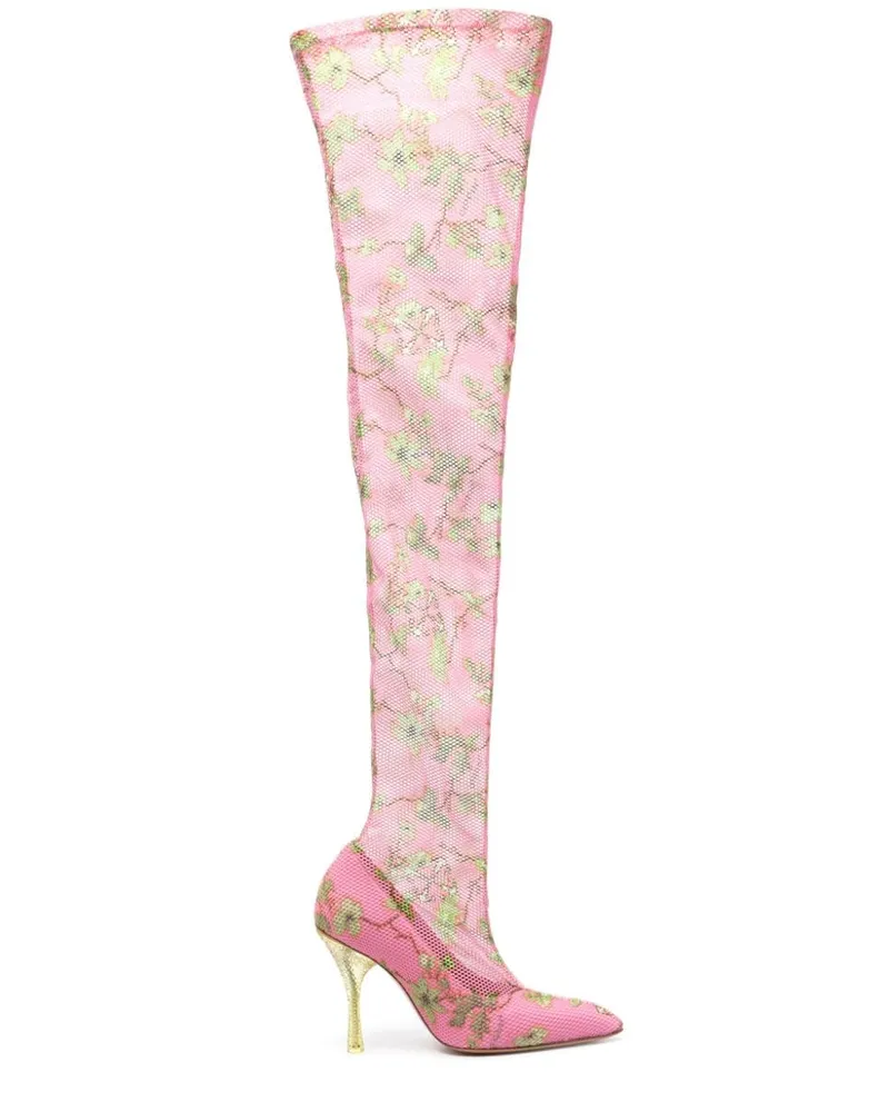 OFF-WHITE Overknee-Stiefel aus Mesh 100mm - Rosa Rosa
