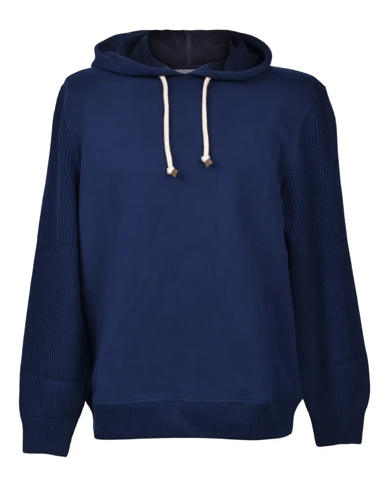 Brunello Cucinelli Hoodie mit gerippten Ärmeln - Blau Blau