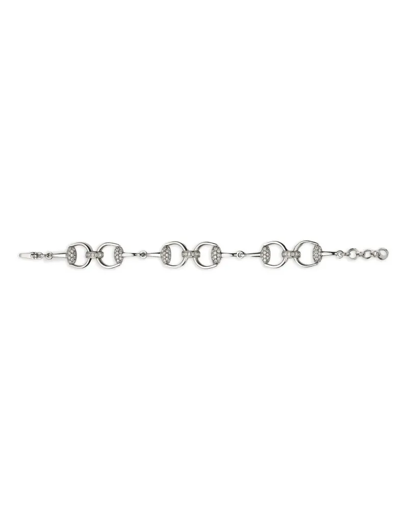 Gucci 18kt Horsebit Weißgoldarmband mit Diamant - Silber Silber