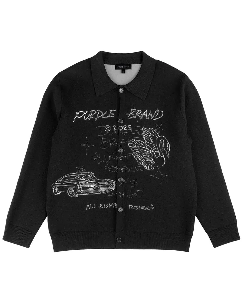 PURPLE BRAND Scratch Cardigan - Schwarz Schwarz