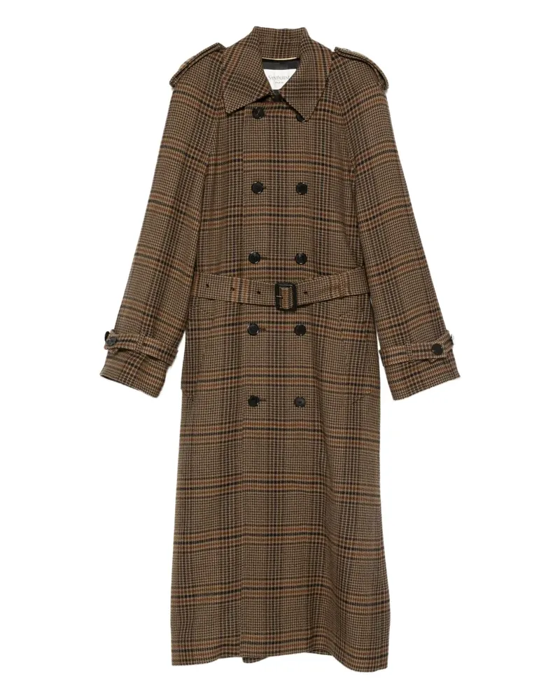 Saint Laurent Doppelreihiger Trenchcoat - Braun Braun