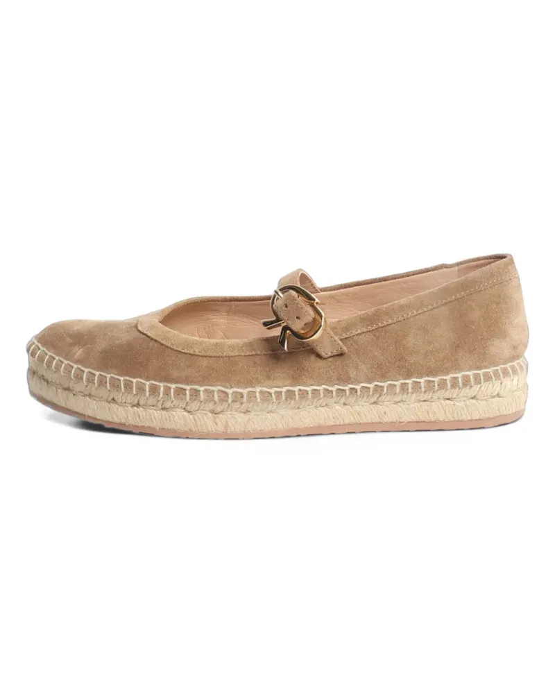 Gianvito Rossi buckle-strap suede espadrilles - Nude Nude