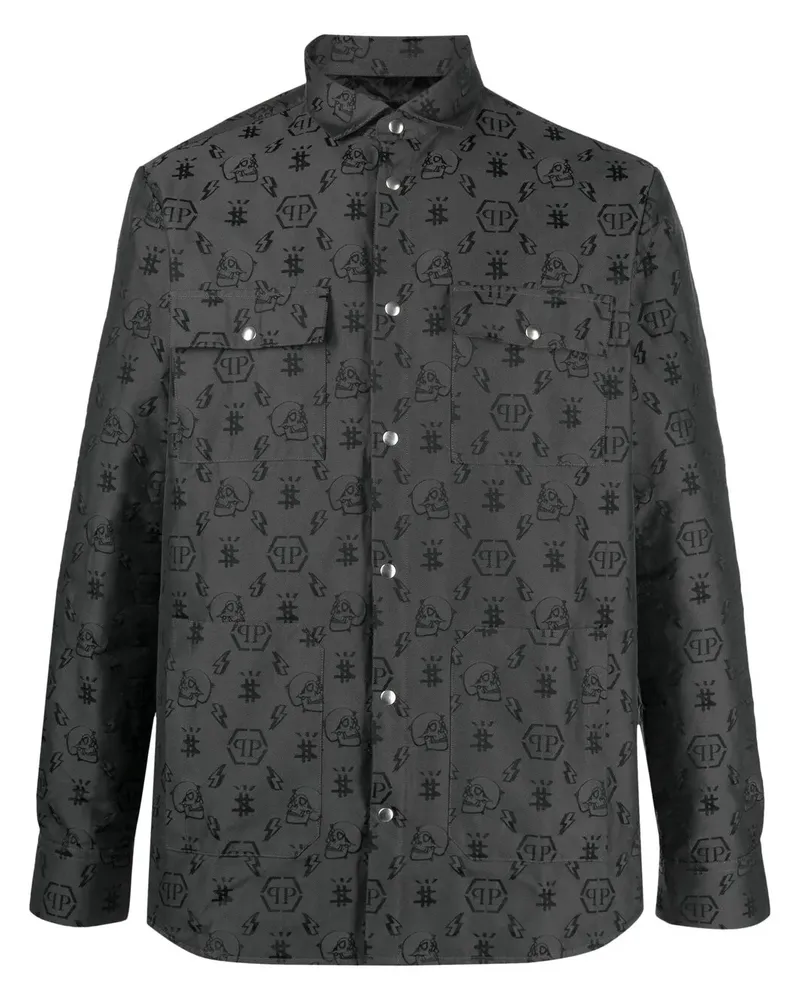 Philipp Plein Hemd mit Monogramm-Stickerei - Schwarz Schwarz