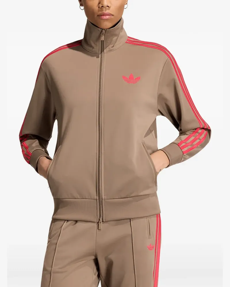adidas Gestreifte Sportjacke mit Logo-Stickerei - Nude Nude
