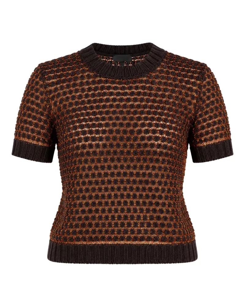 Roberto Collina Kurzärmeliger Pullover mit Wabenmuster - Braun Braun