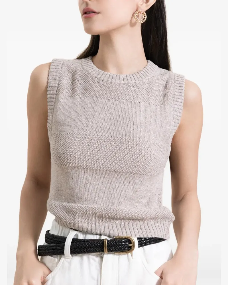 Brunello Cucinelli striped knitted tank top - Nude Nude