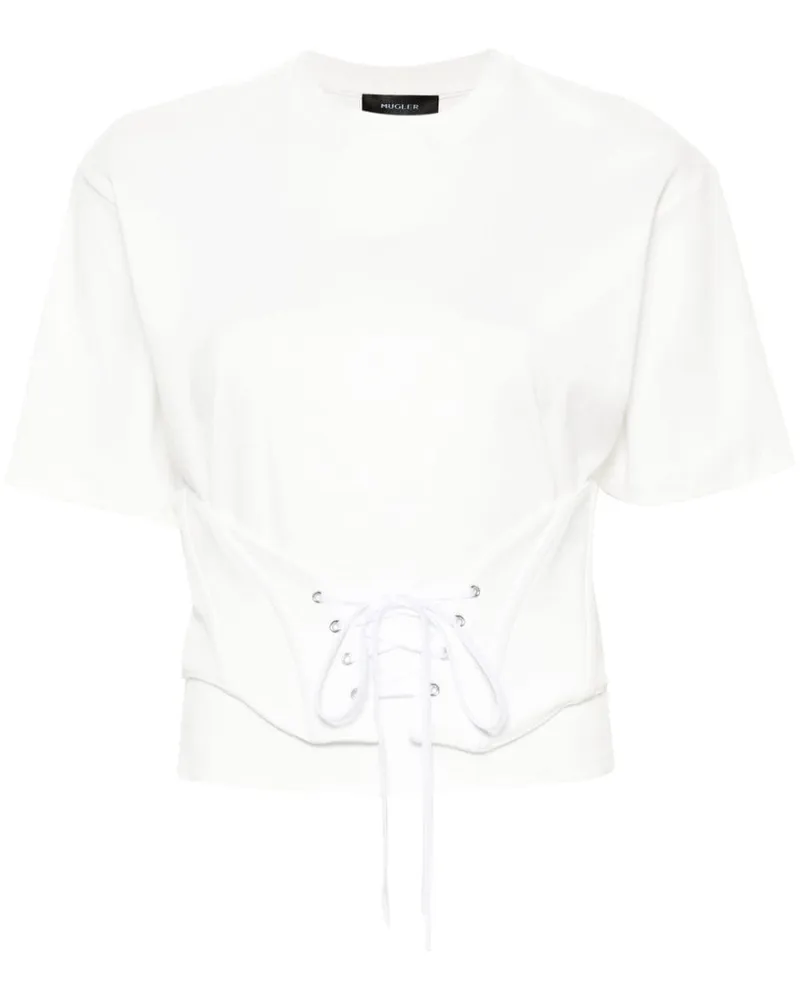 Thierry Mugler T-Shirt mit Corsage-Detail - Weiß Weiß