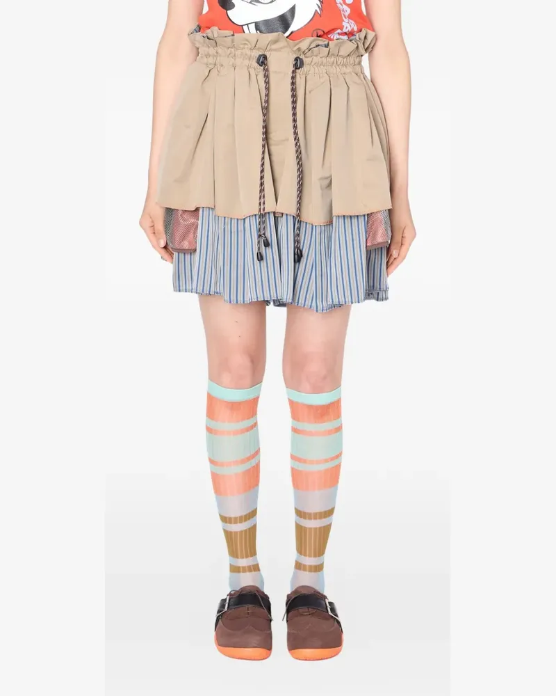 kolor striped-detail shorts - Nude Nude