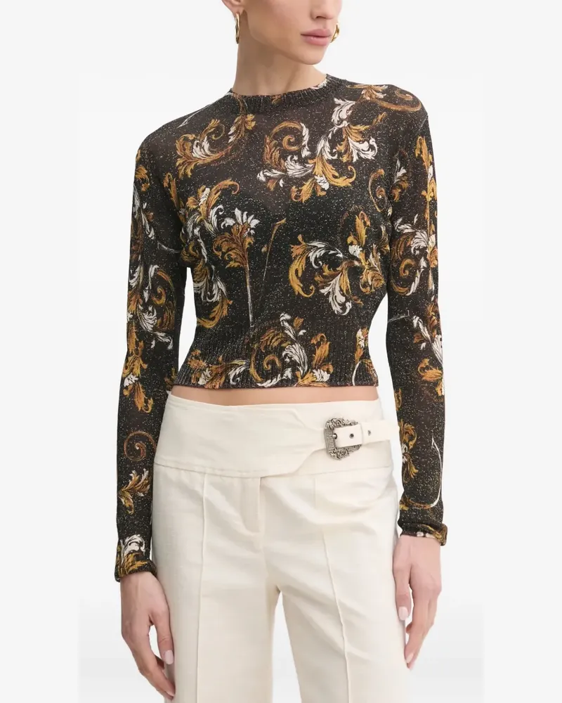 Versace Jeans Lurex-Pullover mit Barocco-Muster - Schwarz Schwarz