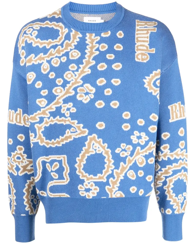 RHUDE Pullover mit Intarsien-Logo - Blau Blau