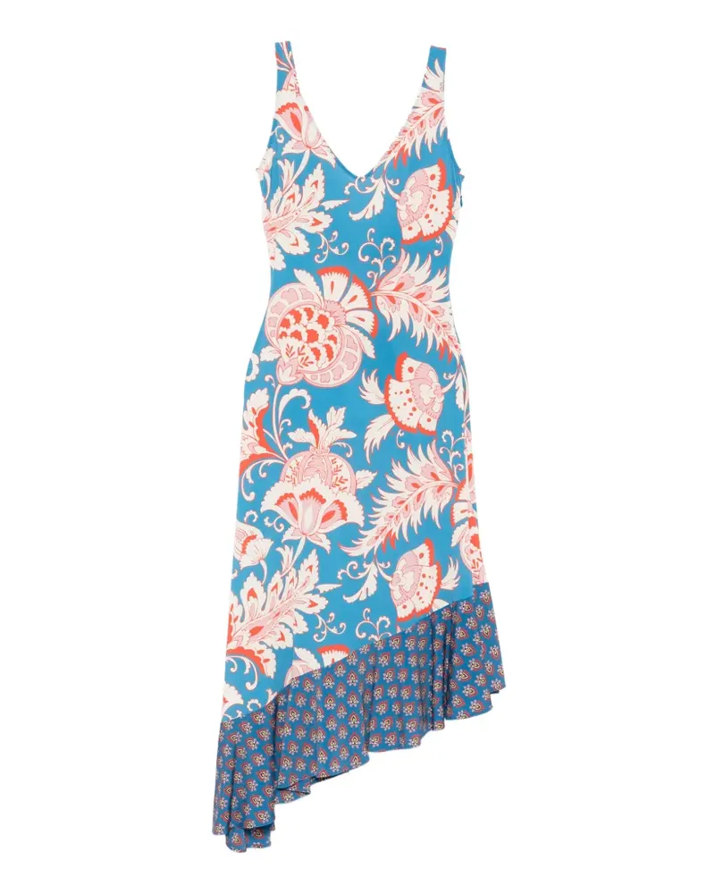 Etro floral-print ruffled midi dress - Blau Blau