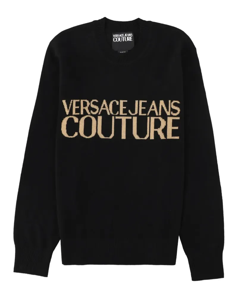 Versace Jeans Pullover mit Logo-Intarsie - Schwarz Schwarz