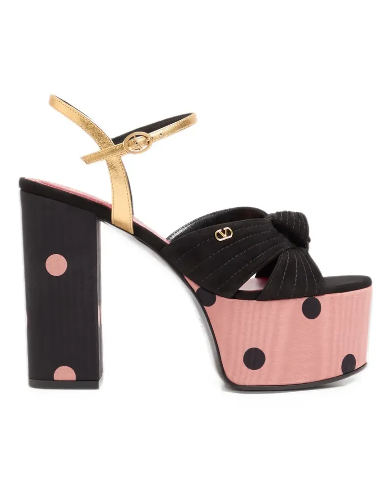 Valentino Garavani Crasher Plateau-Sandalen aus Moiré-Stoff mit Plus de Poi-Print 125mm - Schwarz Schwarz