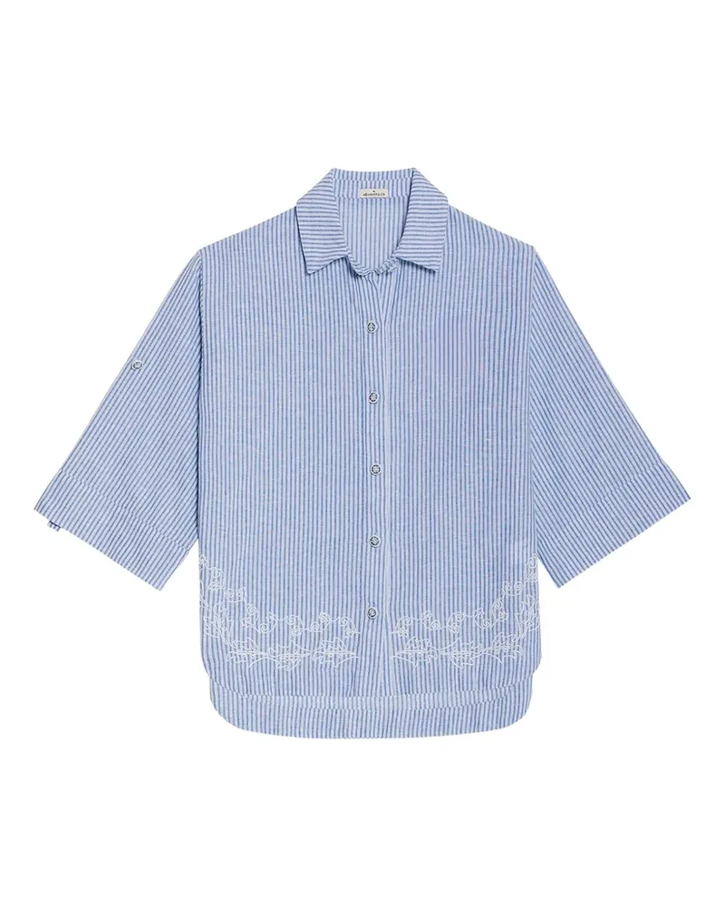 AGUA BENDITA Gestreiftes Chrissy Hemd mit Stickerei - Blau Blau
