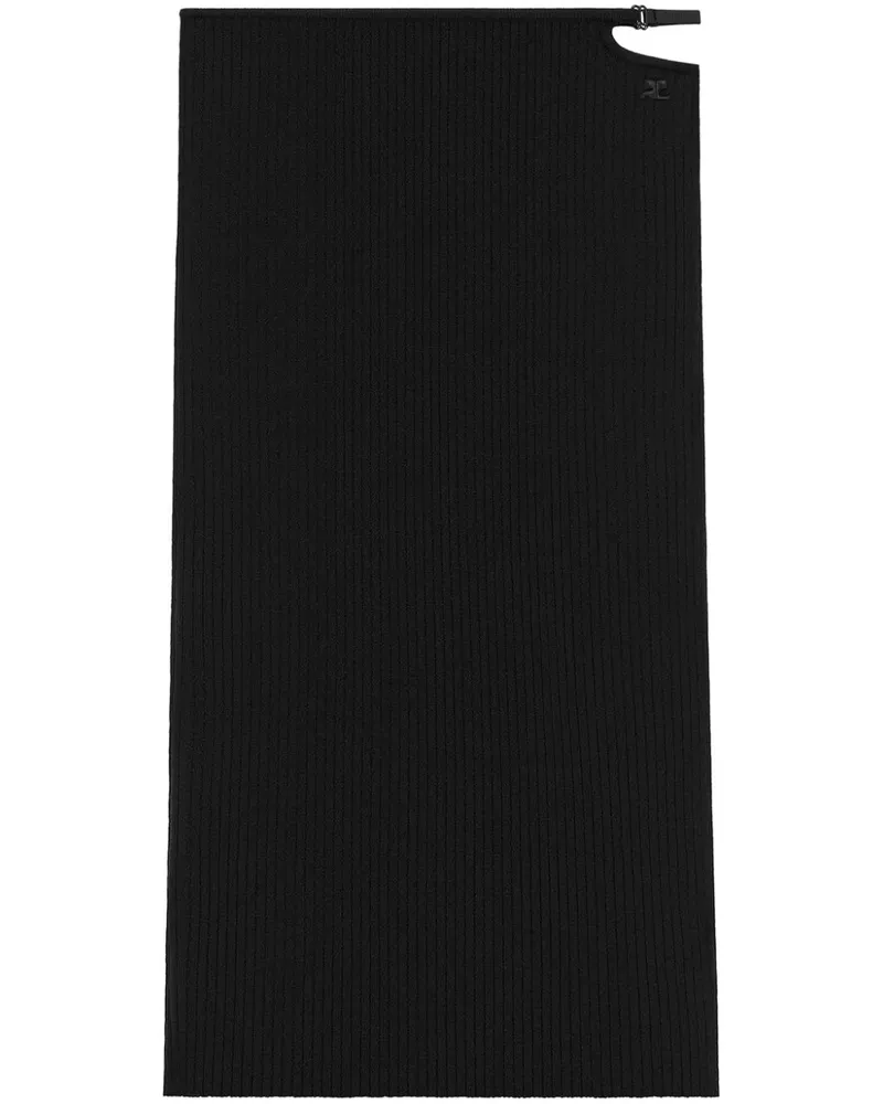 Courrèges Midirock aus geripptem Strick - Schwarz Schwarz