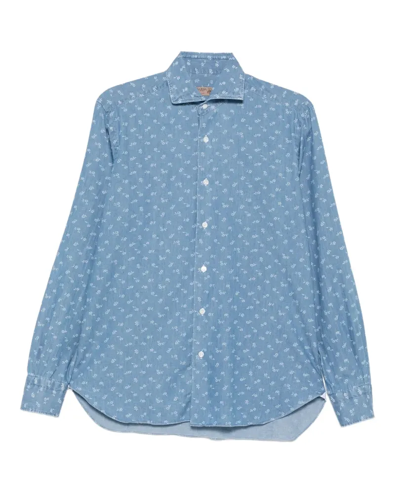 BARBA floral-print long-sleeve shirt - Blau Blau