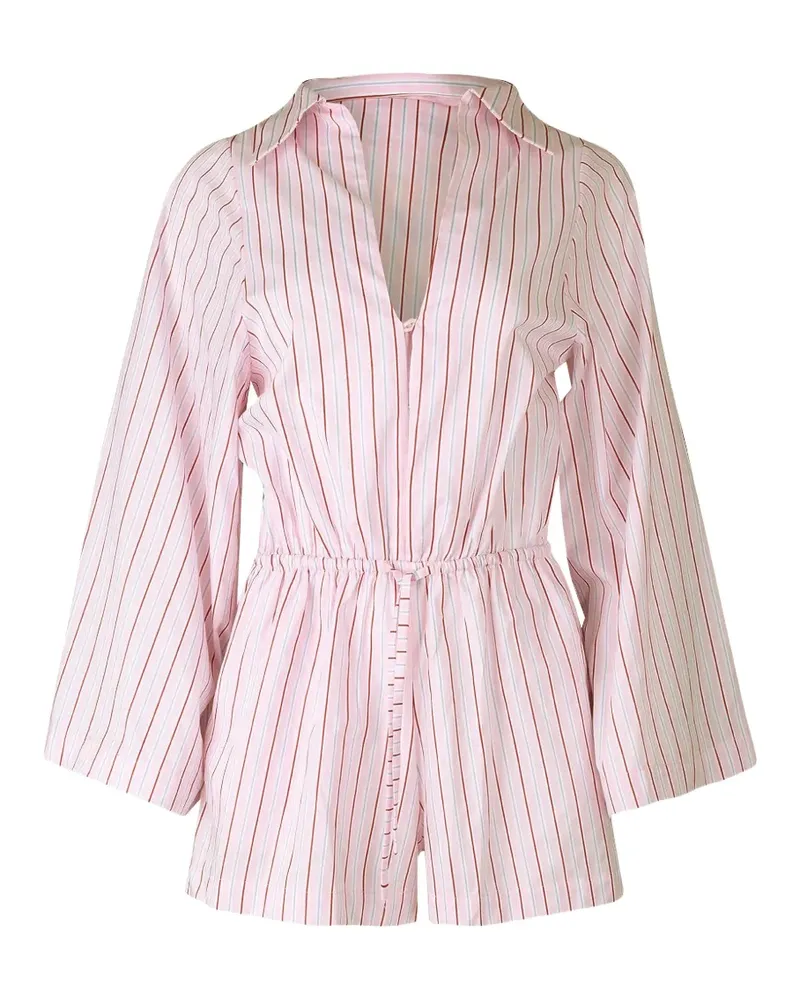 Faithfull The Brand Gestreifter Aksel Playsuit mit Bindegürtel - Rosa Rosa