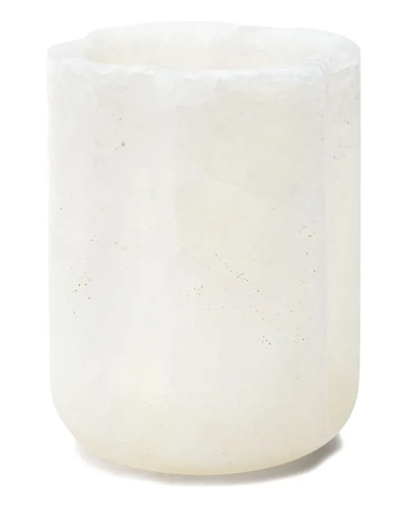 Editions Milano Handgeschnitzter Kerzenhalter aus Alabaster - Weiß Weiß