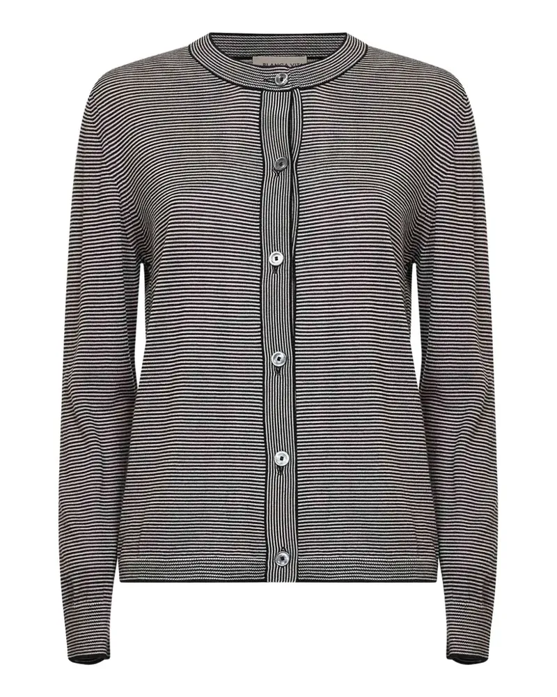Blanca Gestreifter Cardigan mit Knöpfen - Schwarz Schwarz