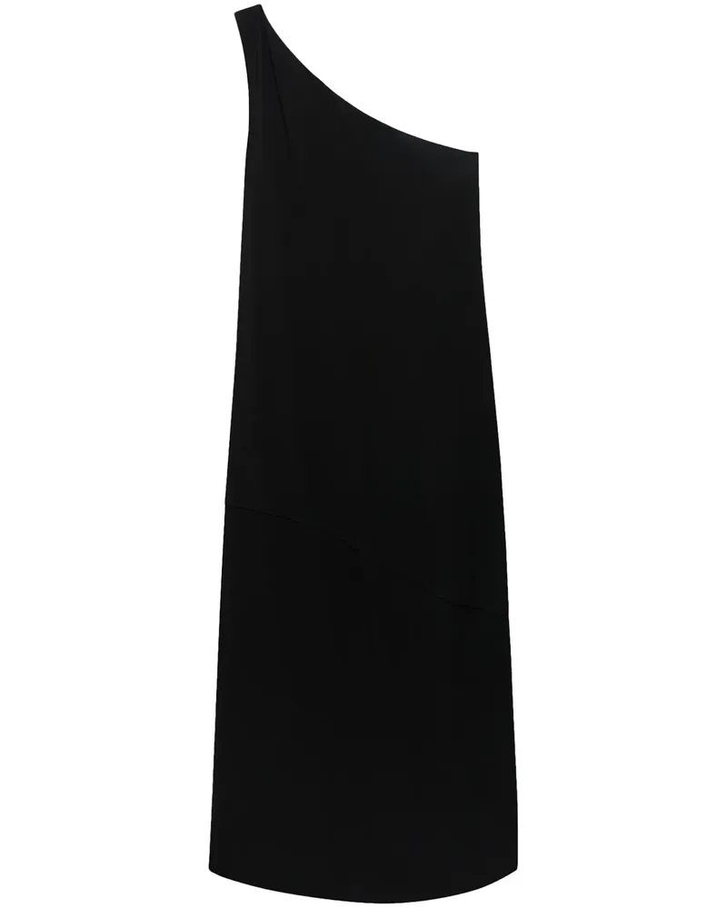 Another Tomorrow One-Shoulder-Kleid mit Ballonsaum - Schwarz Schwarz