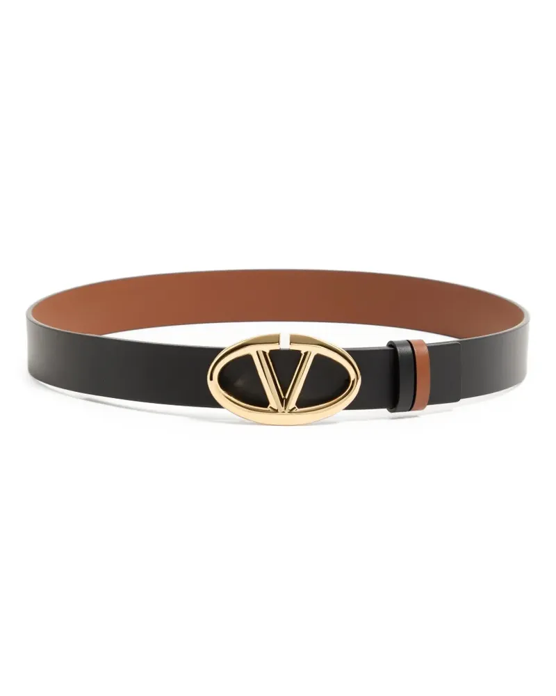 Valentino Garavani Vlogo The Bold Edition reversible calfskin belt, 30mm - Schwarz Schwarz