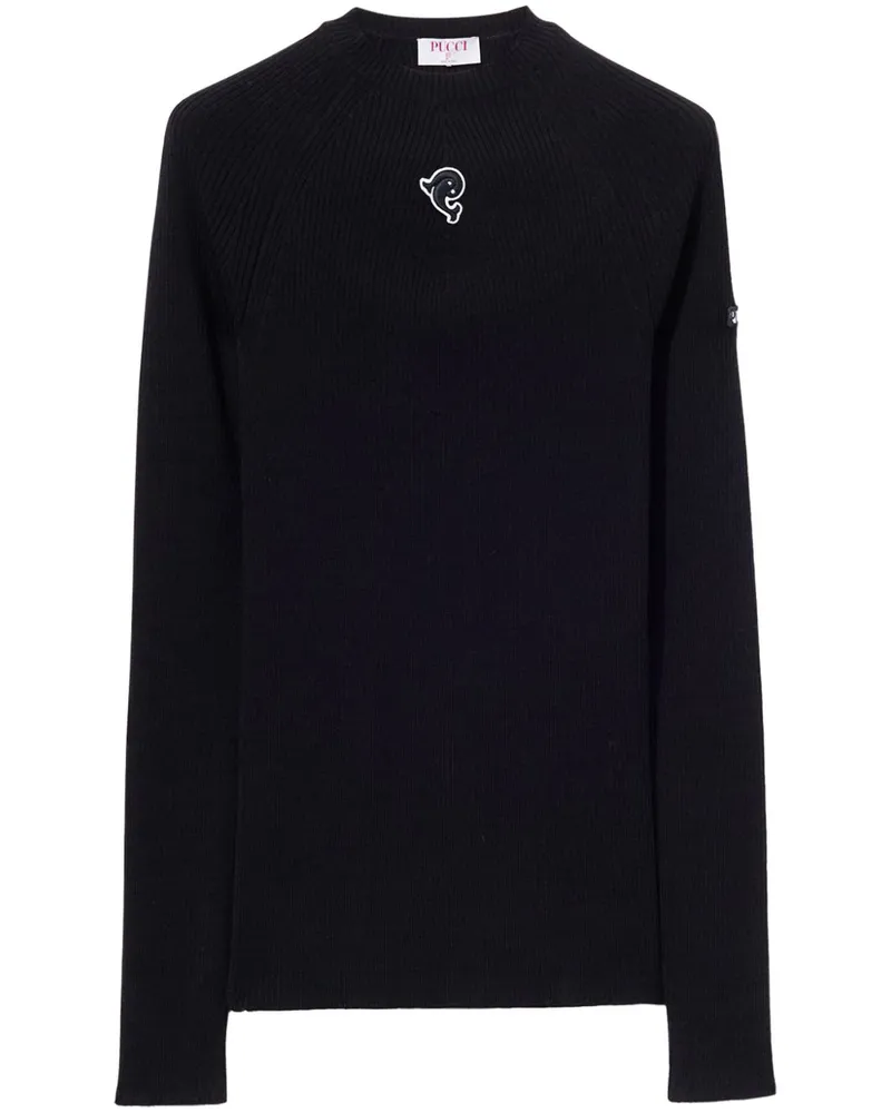Emilio Pucci Pullover mit Logo-Patch - Schwarz Schwarz