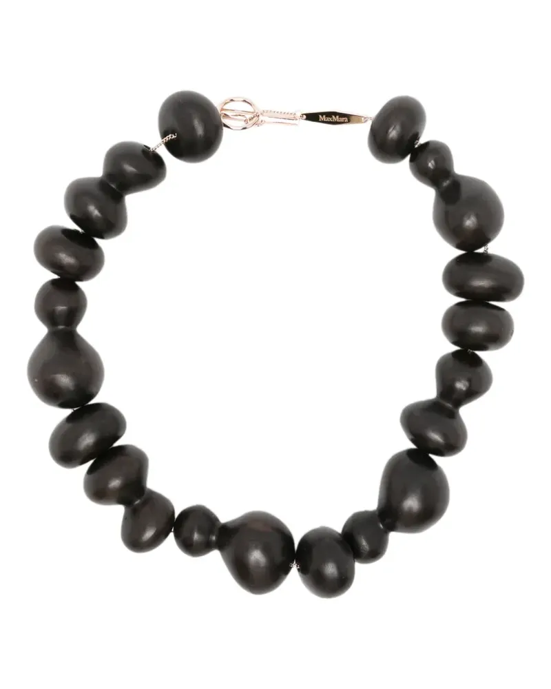 Max Mara Halskette mit Perlen aus Ghana-Holz - Schwarz Schwarz