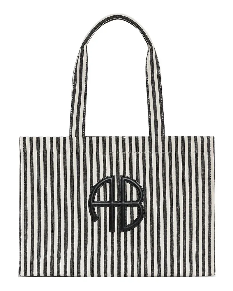 Anine Bing Lara tote - white and black stripe - Weiß Weiß