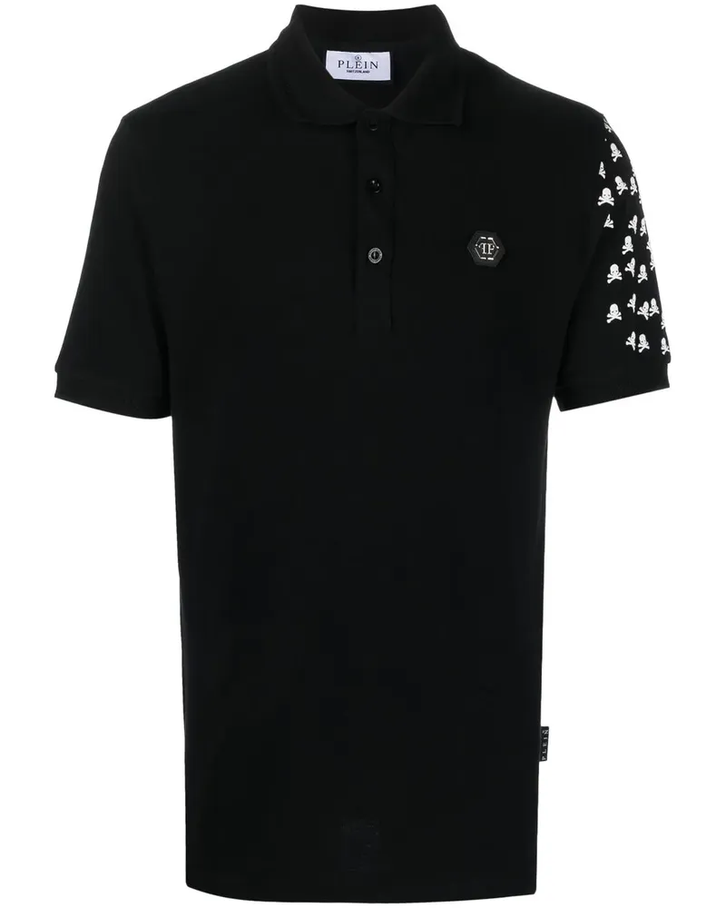 Philipp Plein Skull and Bones Poloshirt - Schwarz Schwarz
