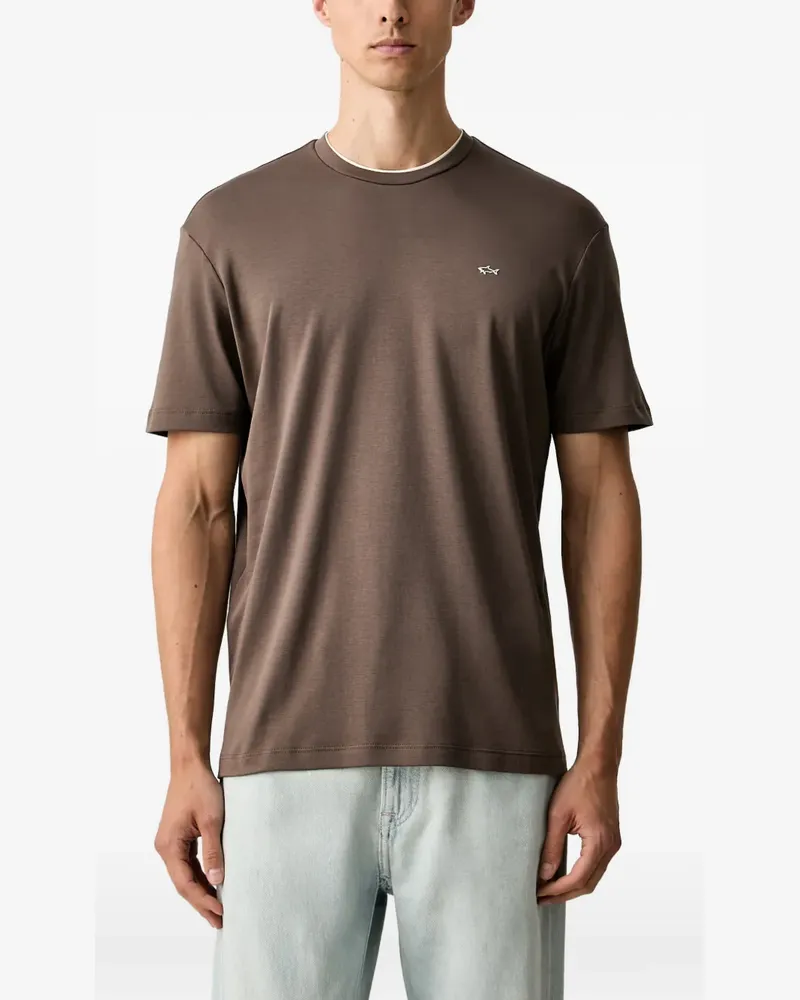 Paul & Shark T-Shirt mit Logo-Schild - Braun Braun
