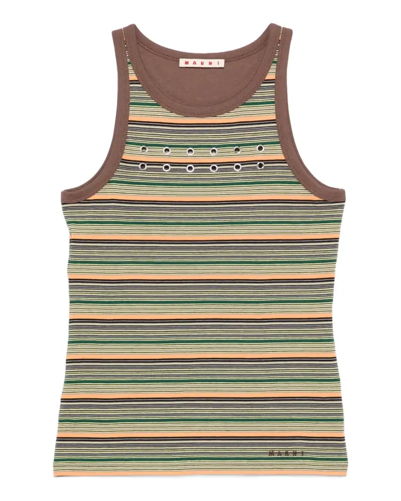 Marni Gestreiftes Tanktop mit Ösen - Nude Nude