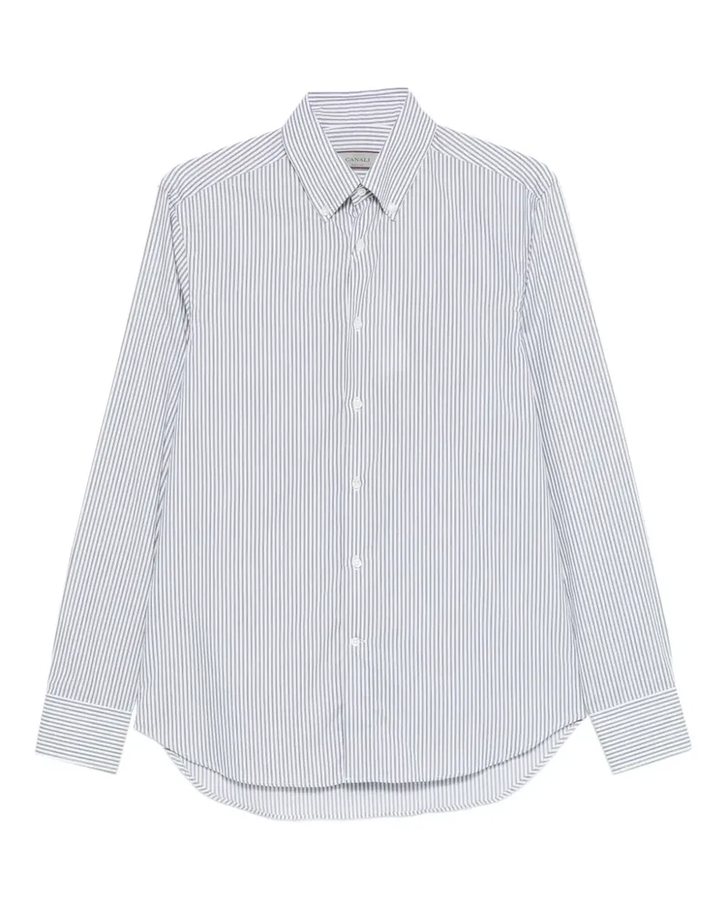 Canali Gestreiftes Hemd - Weiß Weiß