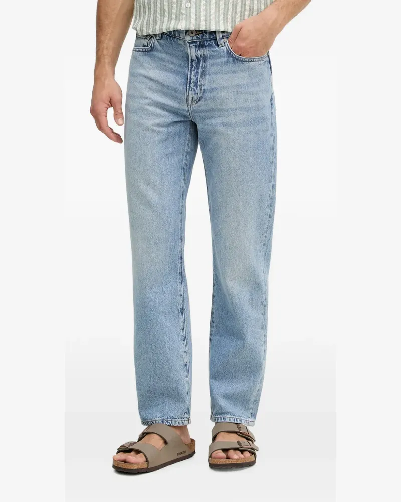 Mos Mosh Steve logo-patch straight-leg jeans - Blau Blau