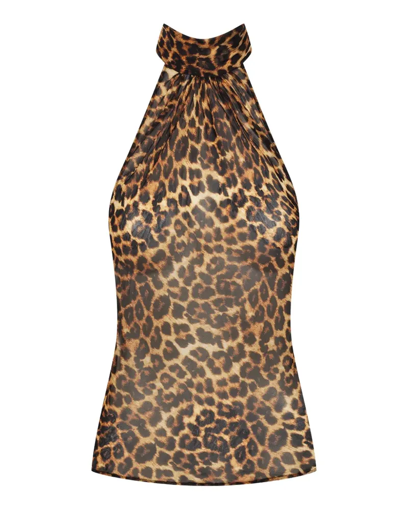 Maison Close Safari leopard-print halterneck top - Braun Braun