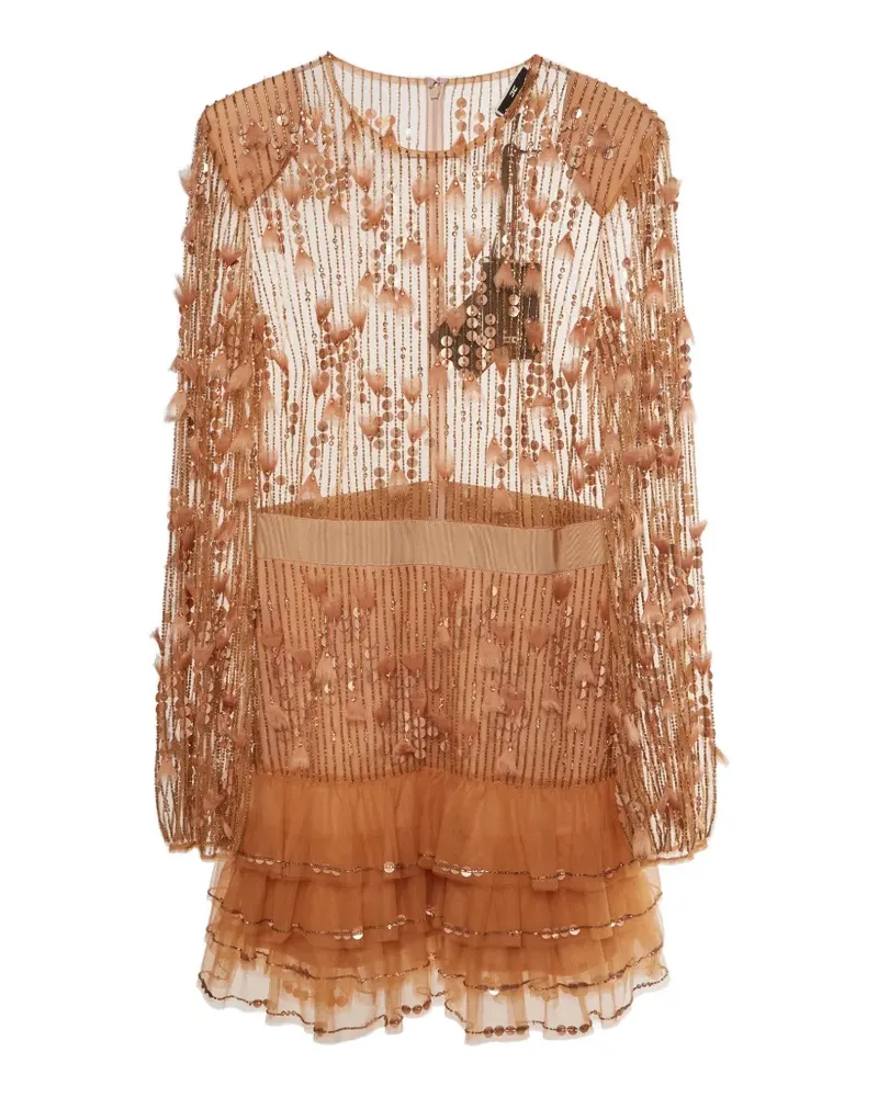 Elisabetta Franchi embroidered tulle dress - Nude Nude