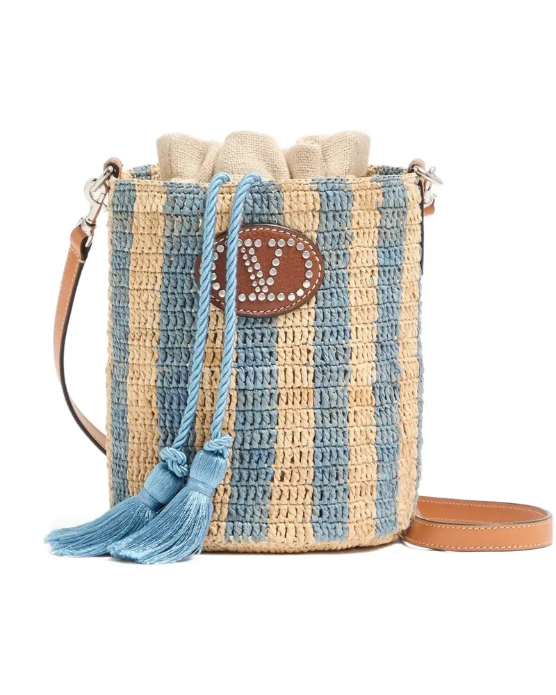 Valentino Garavani Gestreifte Beuteltasche - Nude Nude