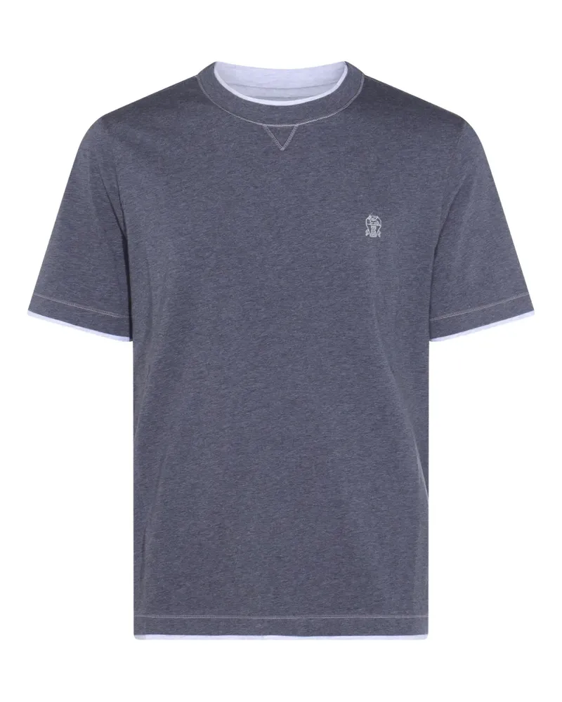 Brunello Cucinelli T-Shirt mit Stickerei - Grau Grau