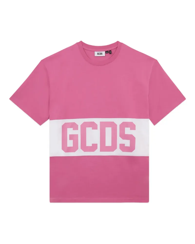 GCDS T-Shirt mit Logo-Streifen - Rosa Rosa