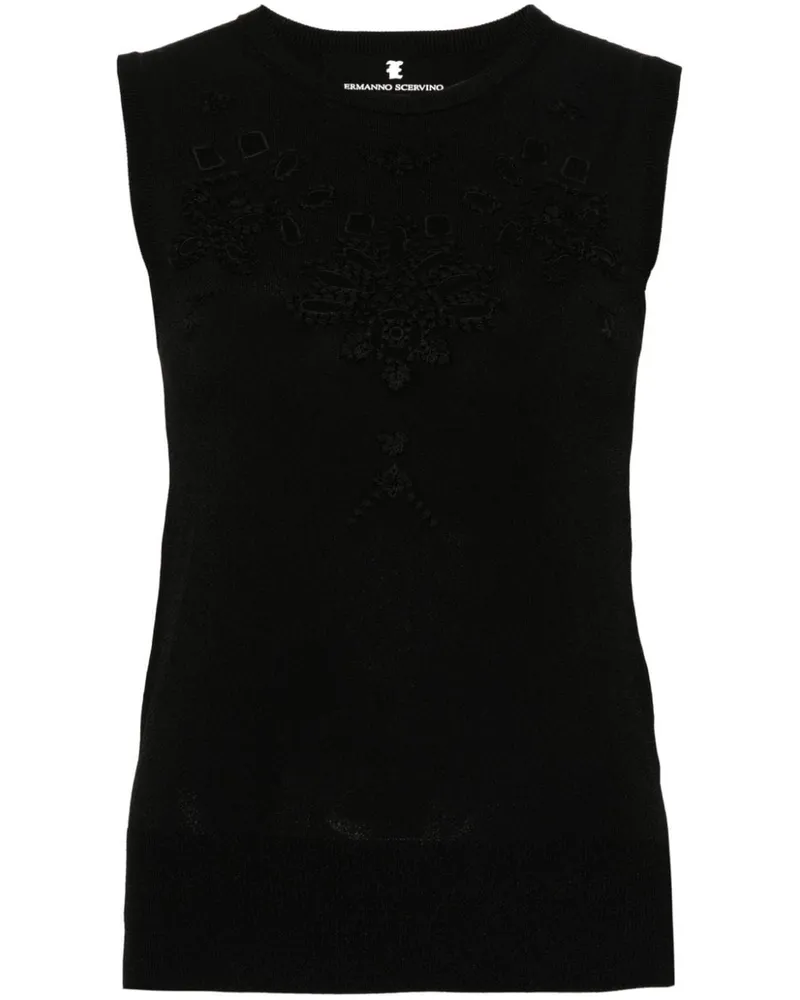 Ermanno Scervino Strickoberteil mit Lochstickerei - Schwarz Schwarz