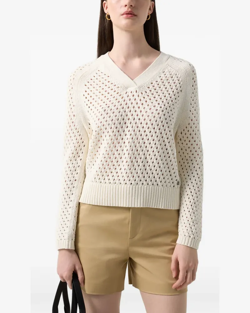 Bogner Pullover in Pointelle-Strick mit V-Ausschnitt - Nude Nude