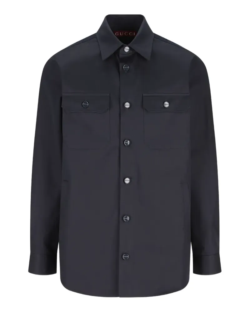 Gucci monogram-button shirt - Blau Blau