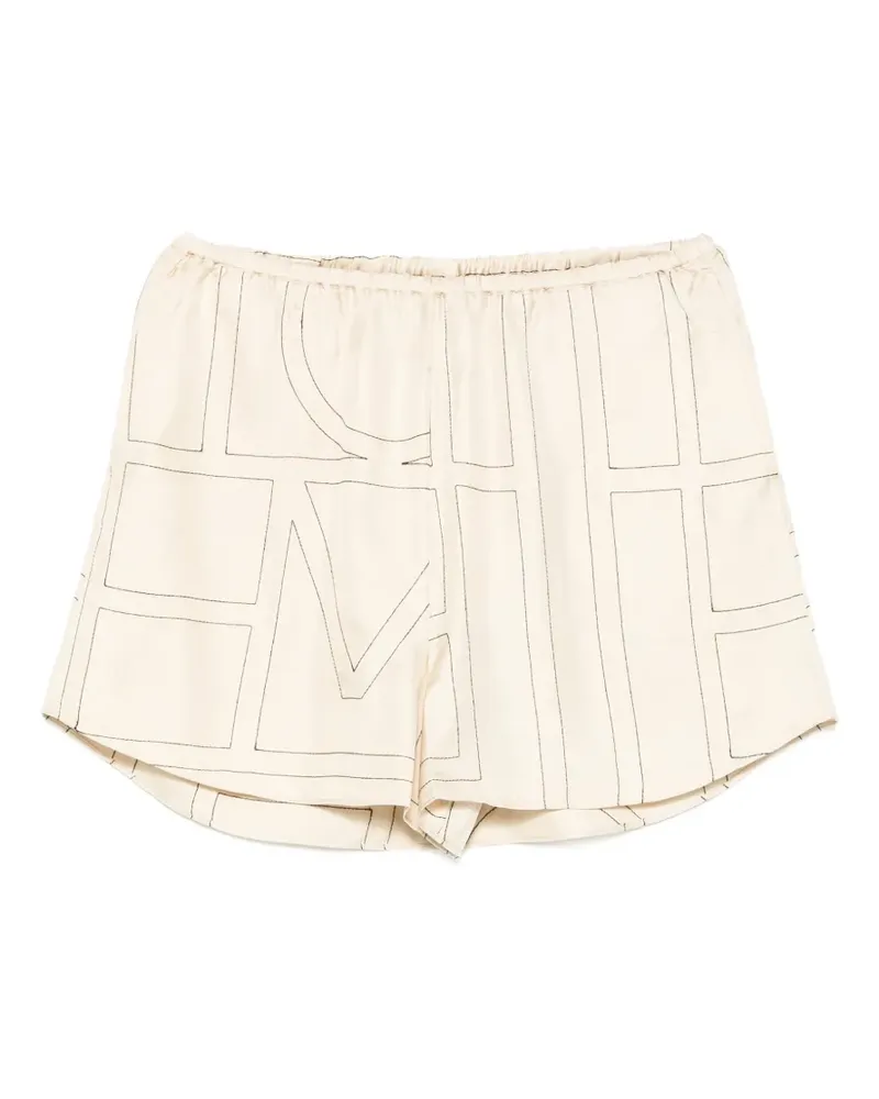 Totême Bestickte Shorts aus Seide - Nude Nude