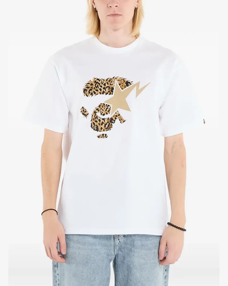 BAPE Wild Leopard Ape Face Sta T-shirt - Weiß Weiß