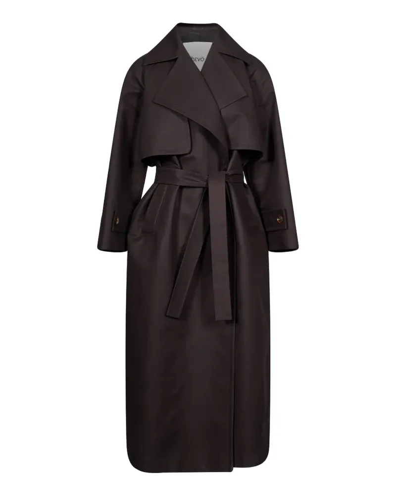 Hevò Margherita belted storm-flap trench coat - Braun Braun