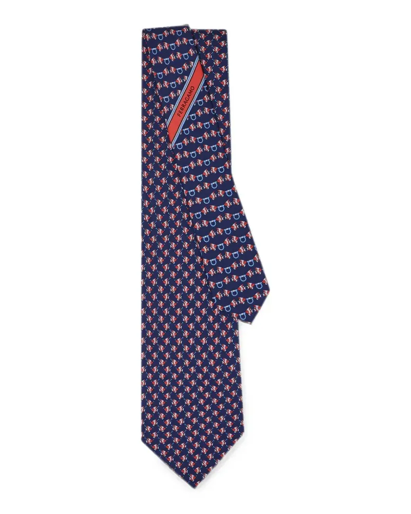 Ferragamo Krawatte mit Fische-Print - Blau Blau