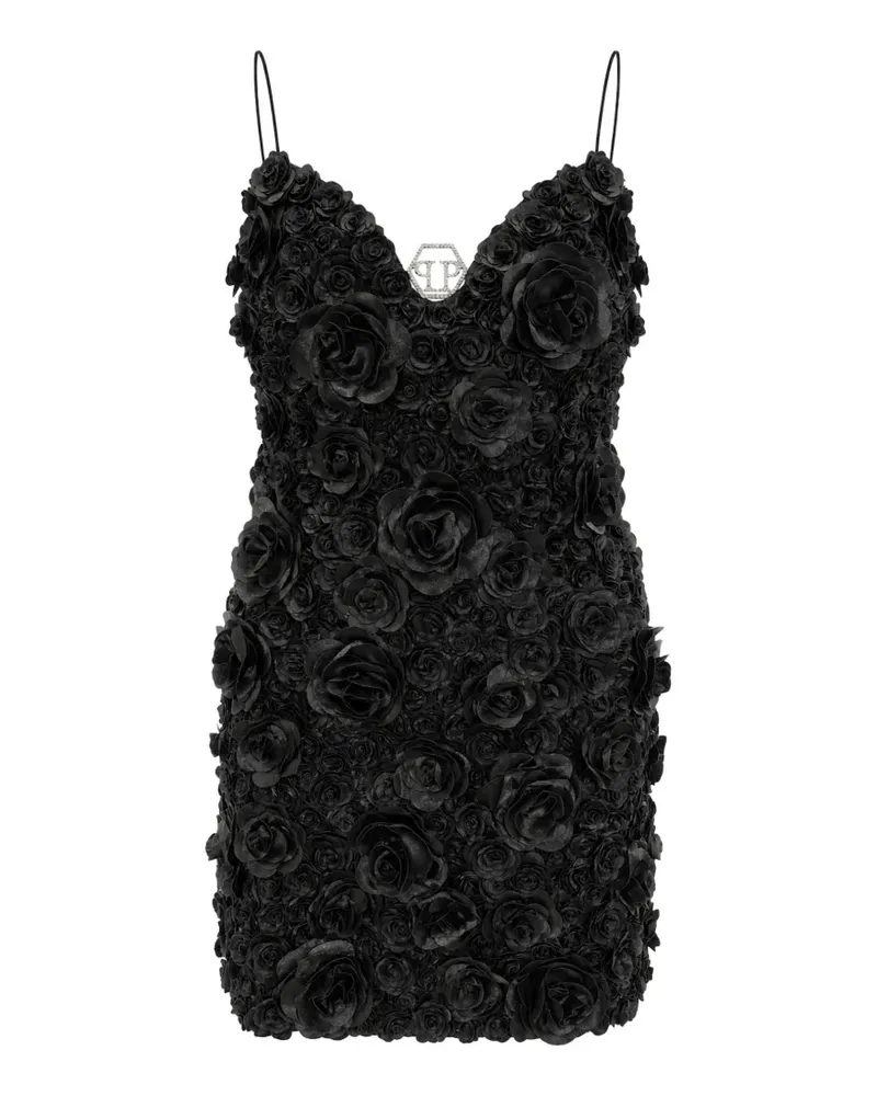 Philipp Plein Minikleid mit Blumen - Schwarz Schwarz