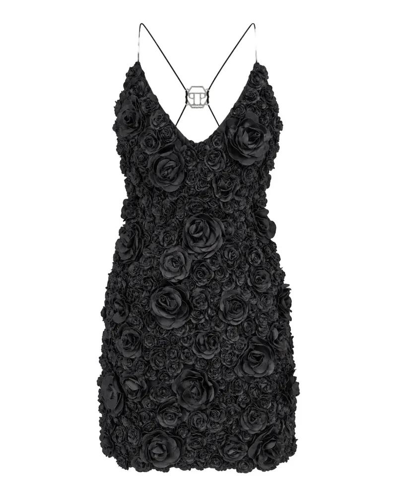 Philipp Plein Minikleid mit Blumen - Schwarz Schwarz