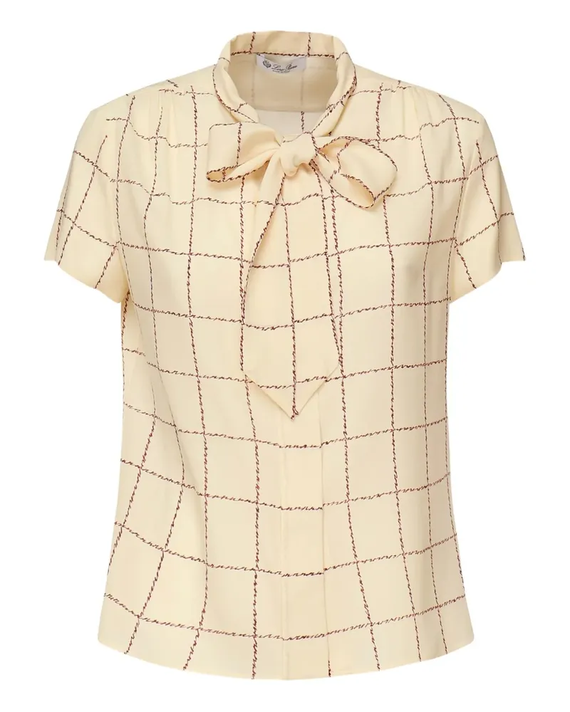 Loro Piana Febe Seidenbluse mit Schleifenkragen - Nude Nude