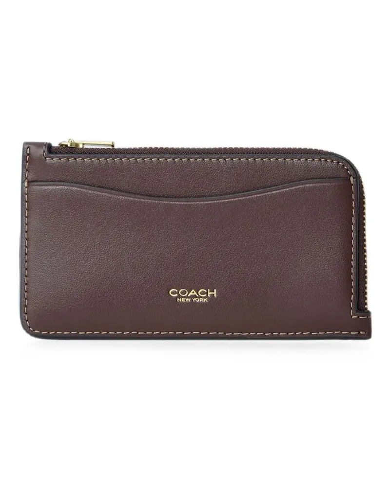 Coach logo-detail zip-around card holder - Braun Braun
